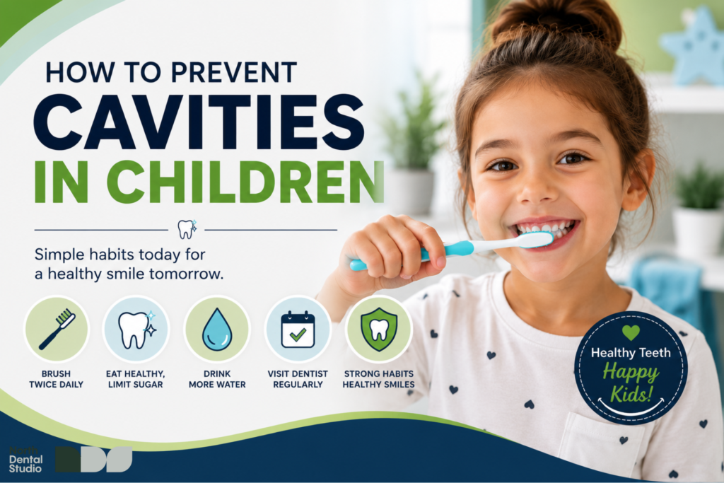 Cavity prevention for kids showing healthy brushing habits and child dental care in Waterloo